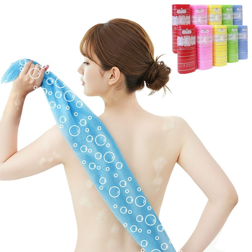 Korean Exfoliating Washcloth Shower Towel, Large Size, 5 Colors, Exfoliating Body Scrubber for Removing Dry Skin, Reusable (10, Mix)