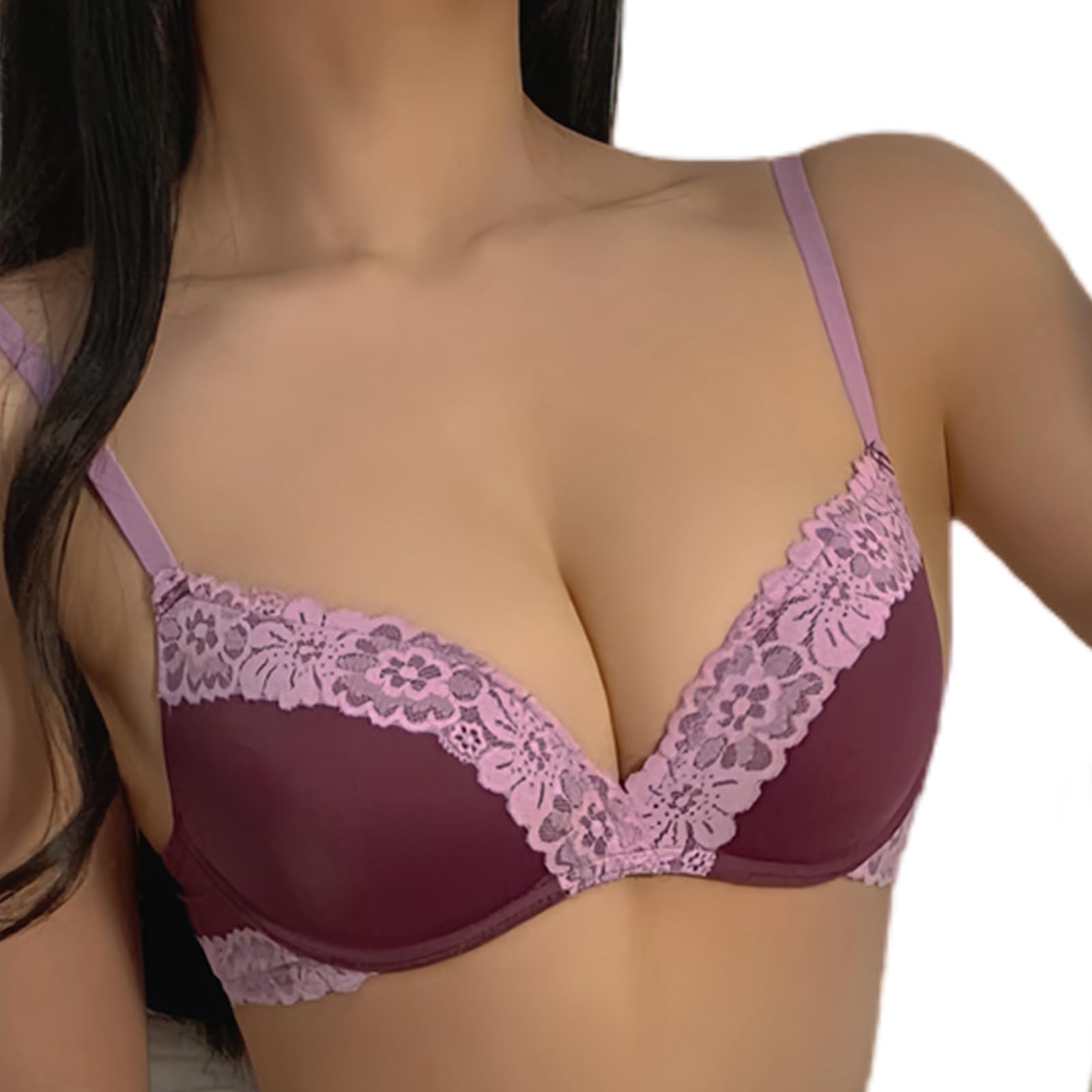Pack De 3 Sujetadores para Mujer con Aros Y Relleno Sujetador Push Up Ropa Interior Encaje Cómodo Pecho Grande Conjunto Lencero