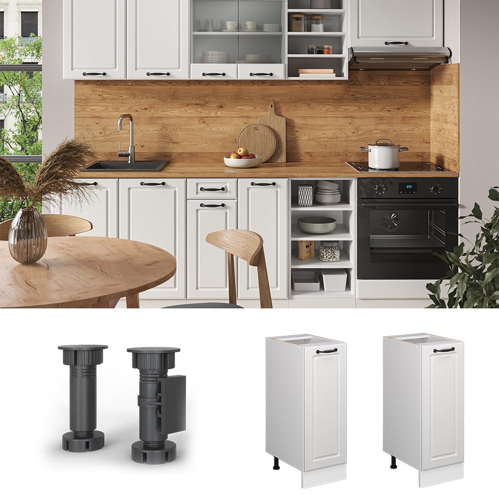 Vicco Colonna dispensa cucina R-Line, Bianco country, 30 cm | PL Rovere, per la libera combinazione all'interno di sistemi cucina modulari