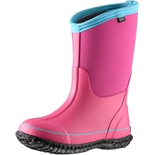 Kids Rubber Rain Boots, Waterproof Solid Classic Pull On Snow Wellies Boot for Children Toddler Boys Girls