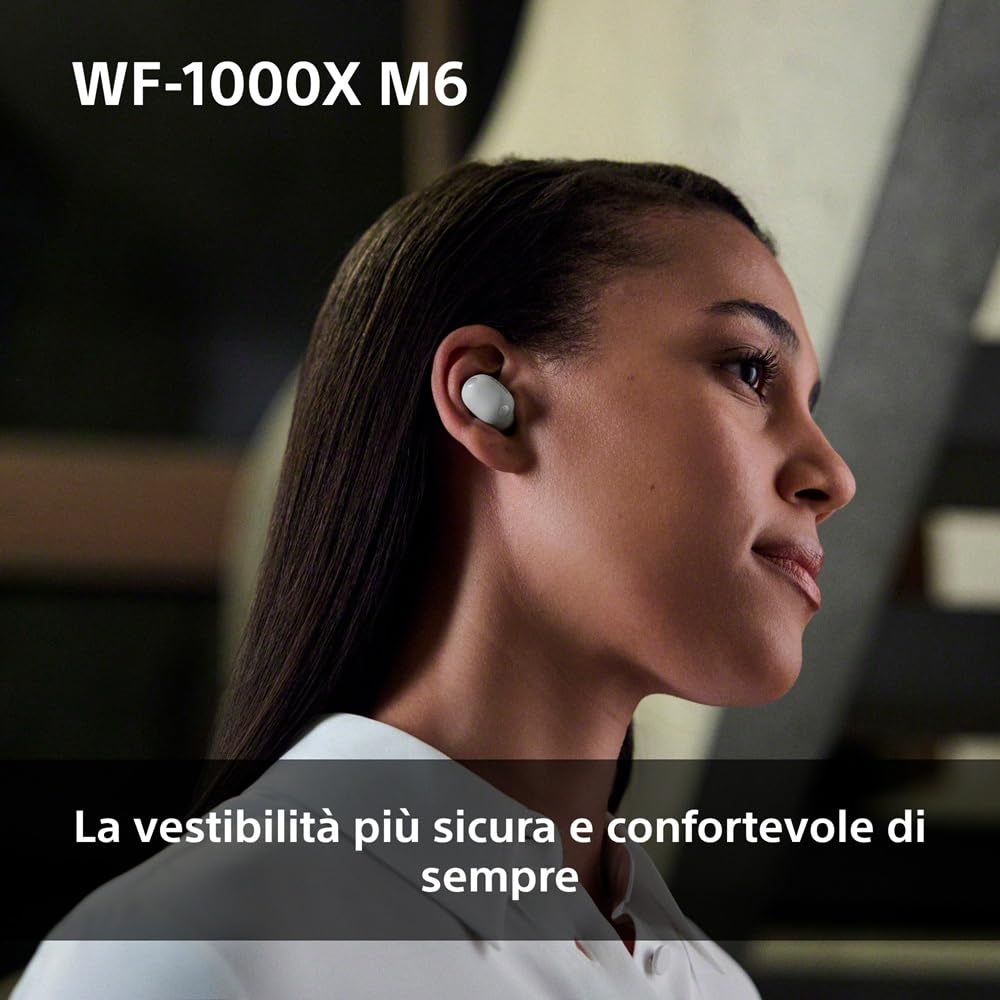 Sony WF-1000XM6: auricolari wireless top di gamma con noise cancelling, suono Hi-Res, chiamate nitide, EQ a 10 bande, autonomia fino a 24 ore NC on, IPX4, iOS/Android - Black