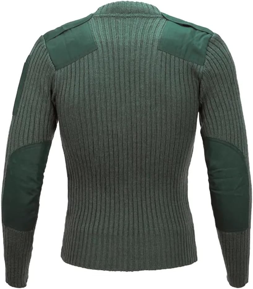Mens Knit Sweater Pullover Winter Patchwork Vintage Green O Neck Knit Sweater Cold Weather Jacket