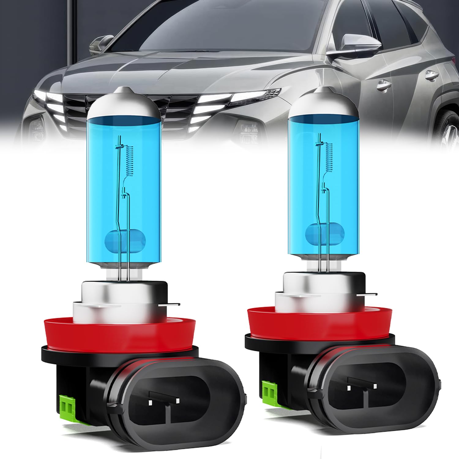 LECCIBUB Fog Light Bulbs Compatible With Hyundai Tucson 2019-2021, H11 Fog Lights Halogen Light Bulb, Super Bright 6000K White, Plug and Play, Pack of 2