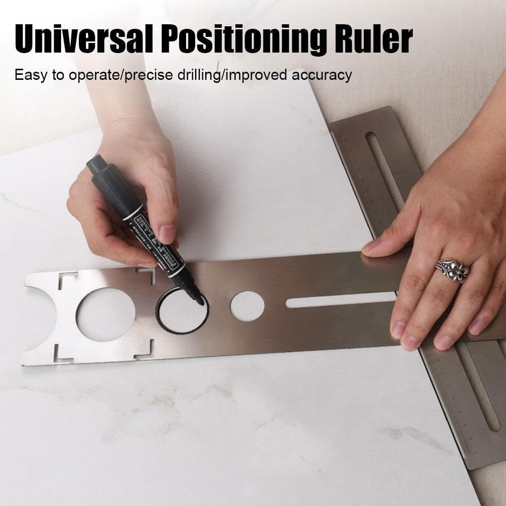 Regla Localizadora De Agujeros Para Azulejos - Acero Inoxidable Ajustable, 40 Cm, Precisión Máxima