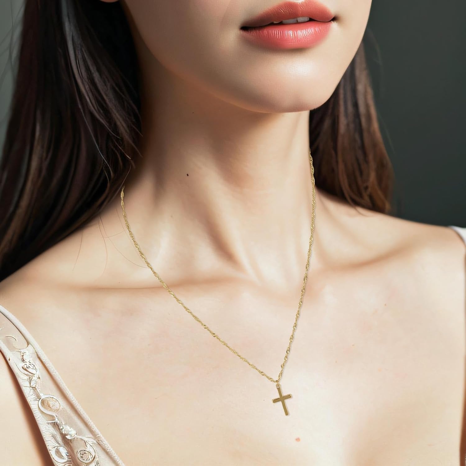 Gold Cross Necklace for Women, Dainty Fashion Cross Pendant Necklace Christian Religious Jewelry for Women Trendy Jewellery Christian Faith Gift - Image 4