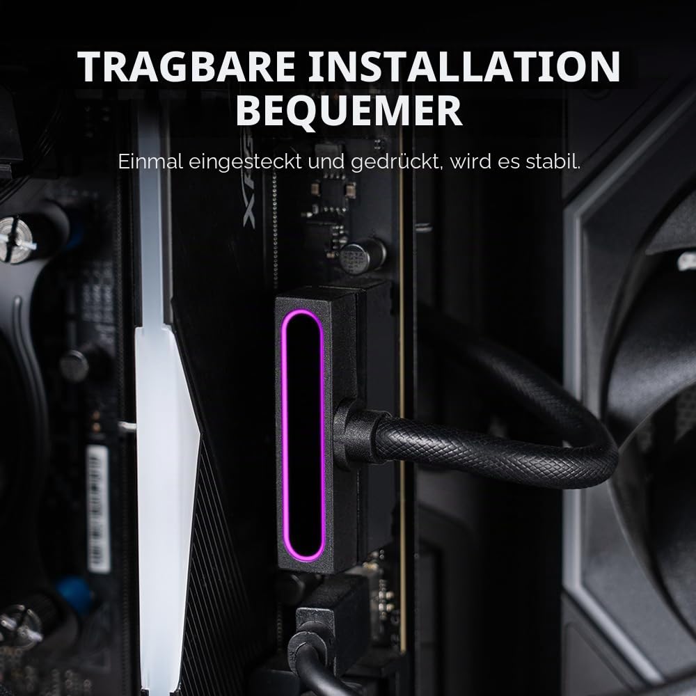 Hydra-24PIN PC PSU Verlängerungskabel ARGB LED, Kupferdraht, Motherboard-Stromverlängerungskabel, integriertes minimalistisches Design, 2000 W Leistung (ganzes Set) Stecker auf Buchse (Schwarz)