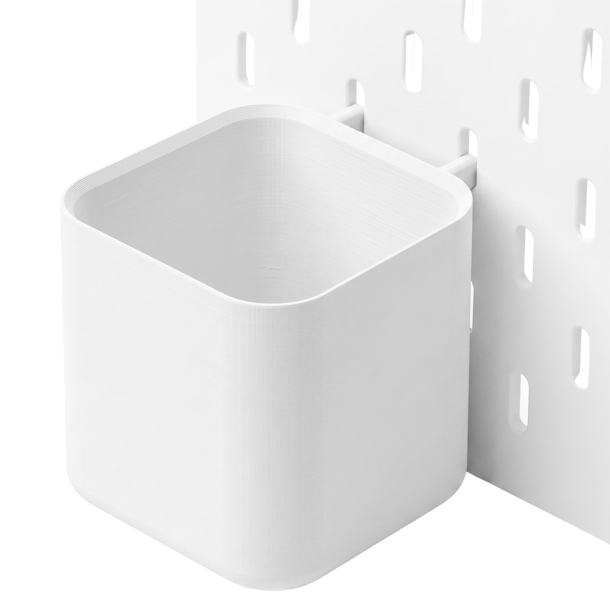 Pegboard Organizer Cups & Storage Bins Set | Heavy Duty Wall Accessories with Reinforced Secure Hooks for Office, Desk & Garage Tools | Multi-Use Holder, White, 3-image-32