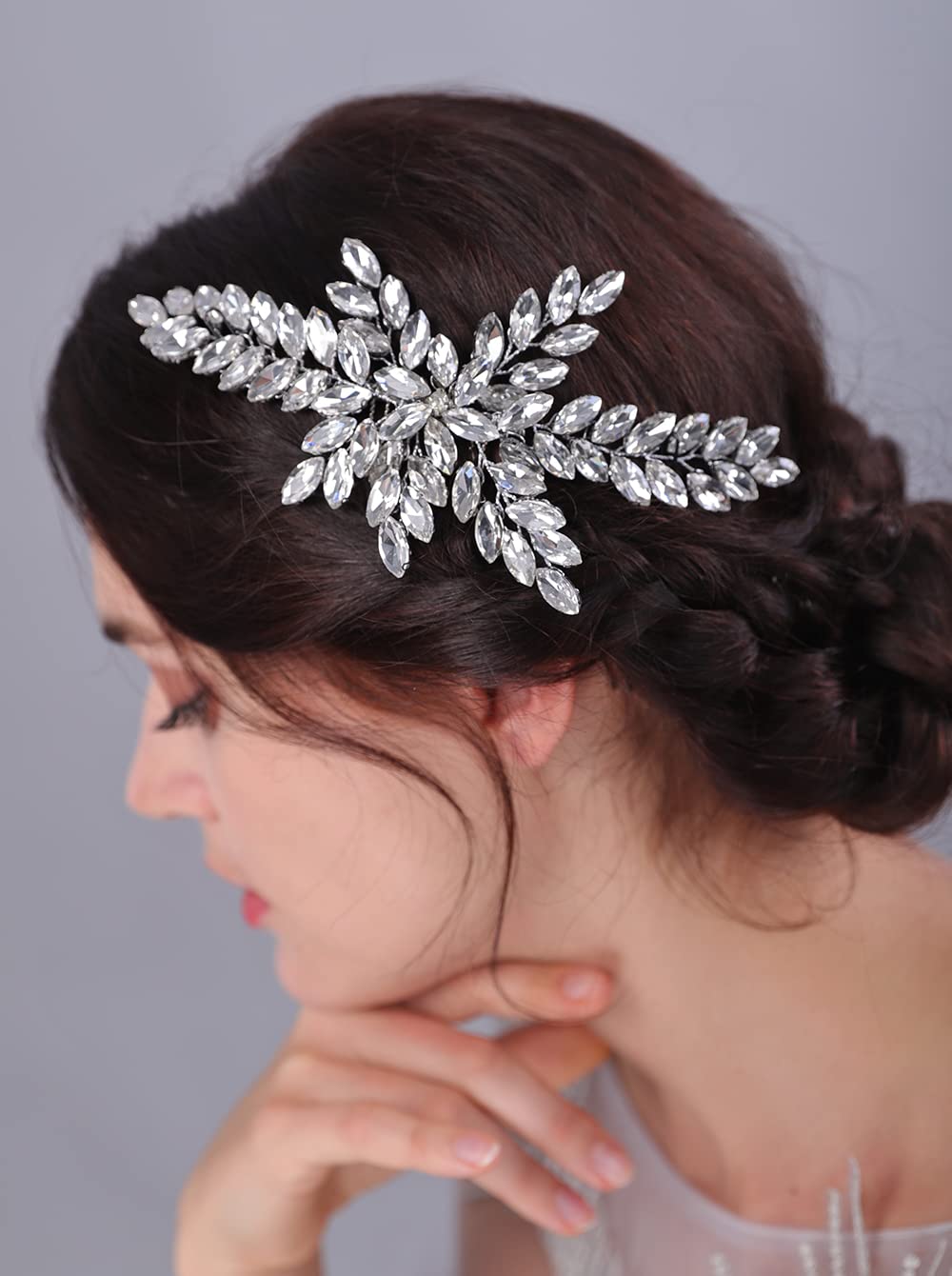 Amazon.com : Teyglen Purple Rhinestone Wedding Hair Comb 