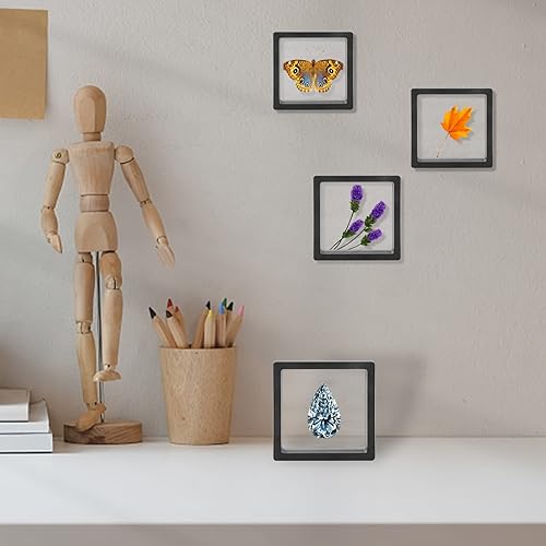 Miniatura 8 de Soporte de exhibición de monedas, 10 unidades, marco flotante 3D negro para monedas de desafío, medallones AA, joyas, 4.3 x 4.3 x 0.8 pulgadas