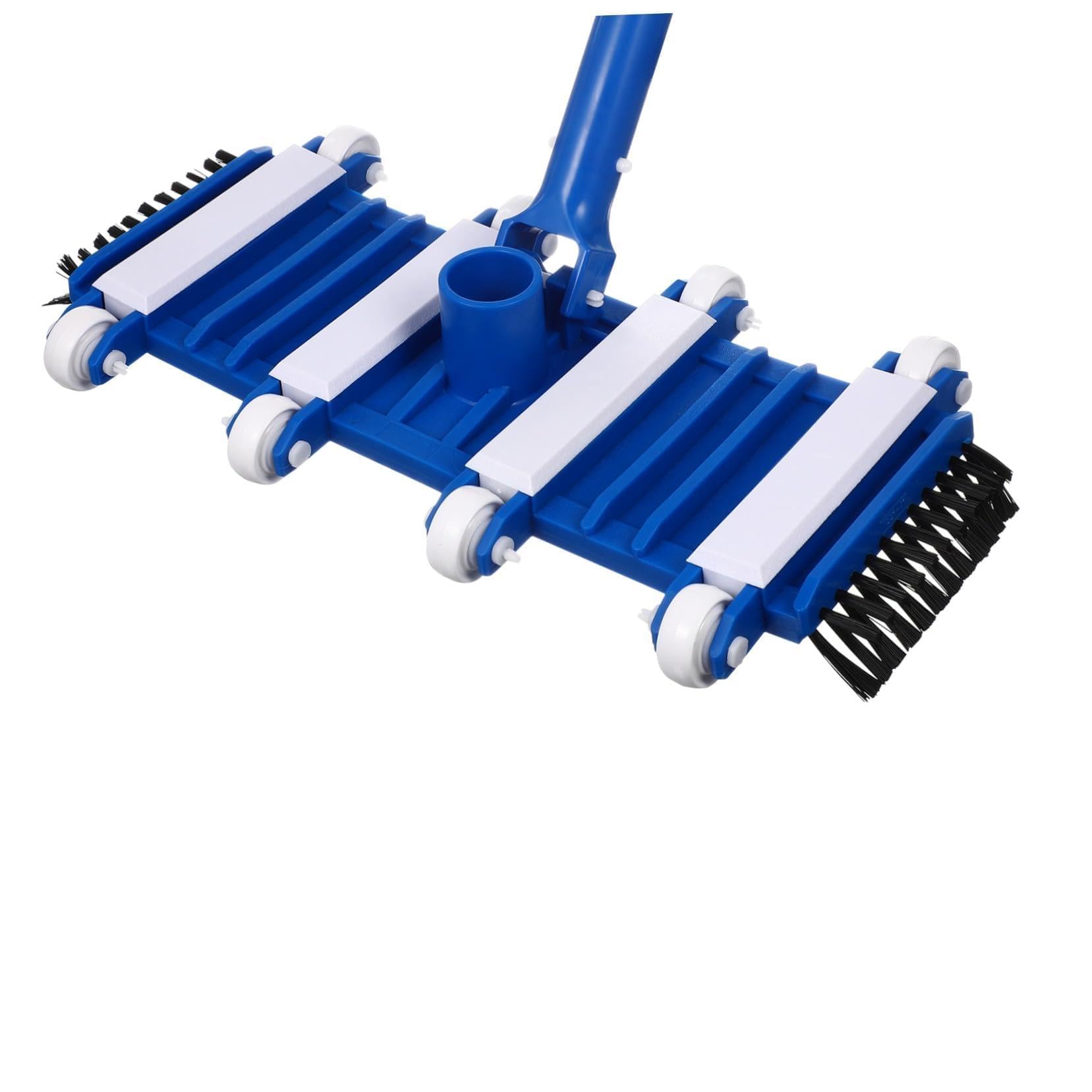 Limpiafondos Piscina Flexible Manual Cepillo y Ruedas Azules