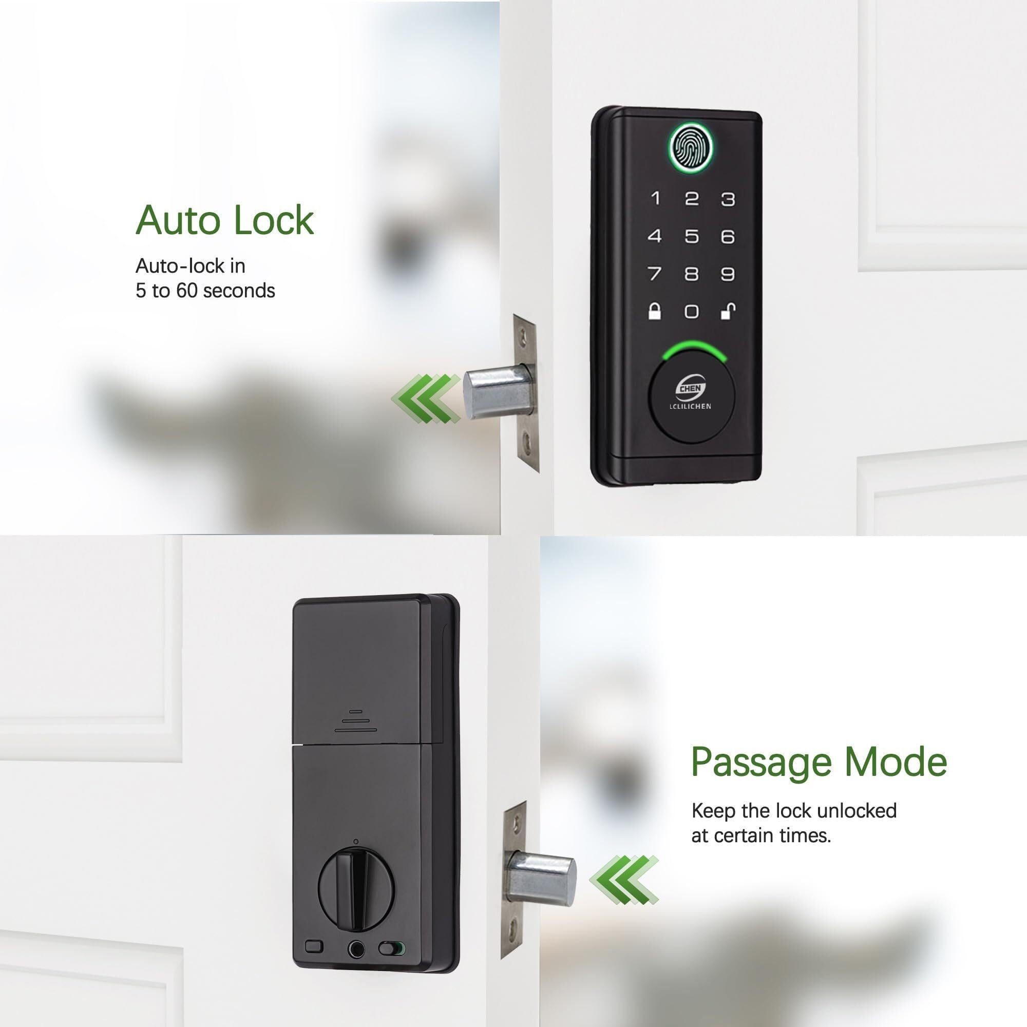 Serrure de porte intelligente, pêne dormant sans clé avec empreintes digitales, serrure de porte électronique biométrique avec clavier et contrôle par application