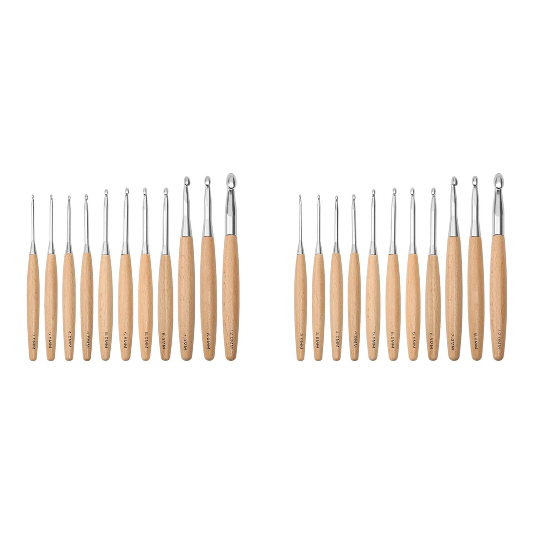 Hndhbfgrt 22Pcs Crochet Hooks 3.0mm-12mm, Crochet Hooks with Wooden Handle, Single Head Crocheting Knitting Hooks, Crochet Needles