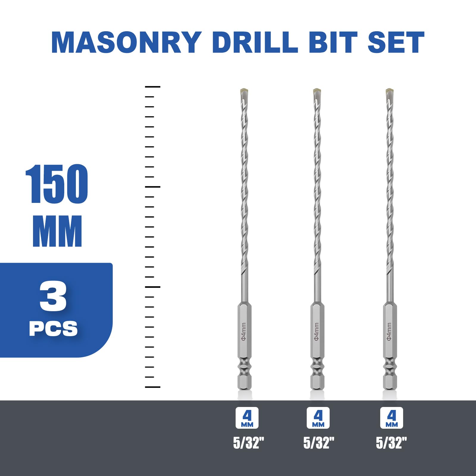 GRIXLEN Masonry Drill Bits - 3 Pack 4mm -2 GRIXLEN Masonry Drill Bits - 3 Pack 4mm -2