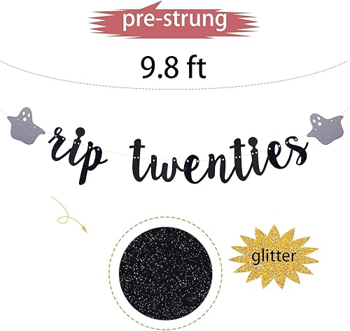 Miniatura 3 de Cartel de los años veinte para suministros de fiesta de cumpleaños número 30, purpurina negra para hombres/mujeres sucios 30, decoración de fiesta