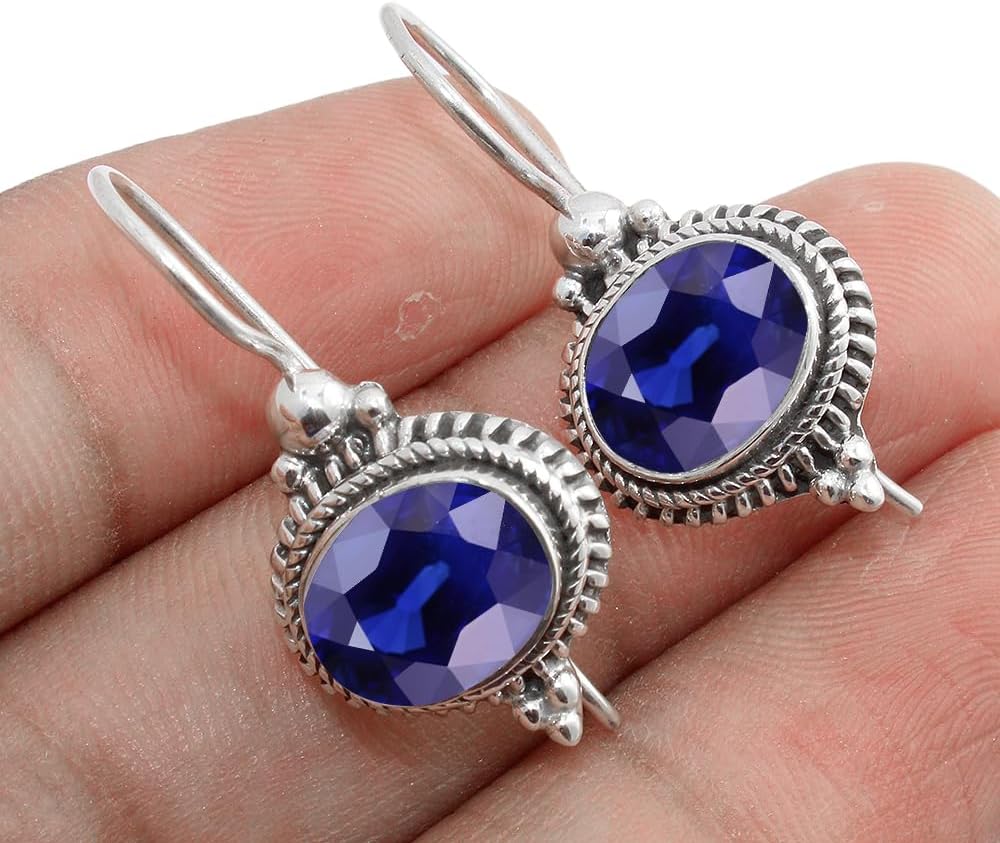 Solid 925 Sterling Silver Dangling Earrings For Womens Natural Gemstone Dangle Drop Earrings Hypoallergenic Dangle Earrings Valentines Day Gift