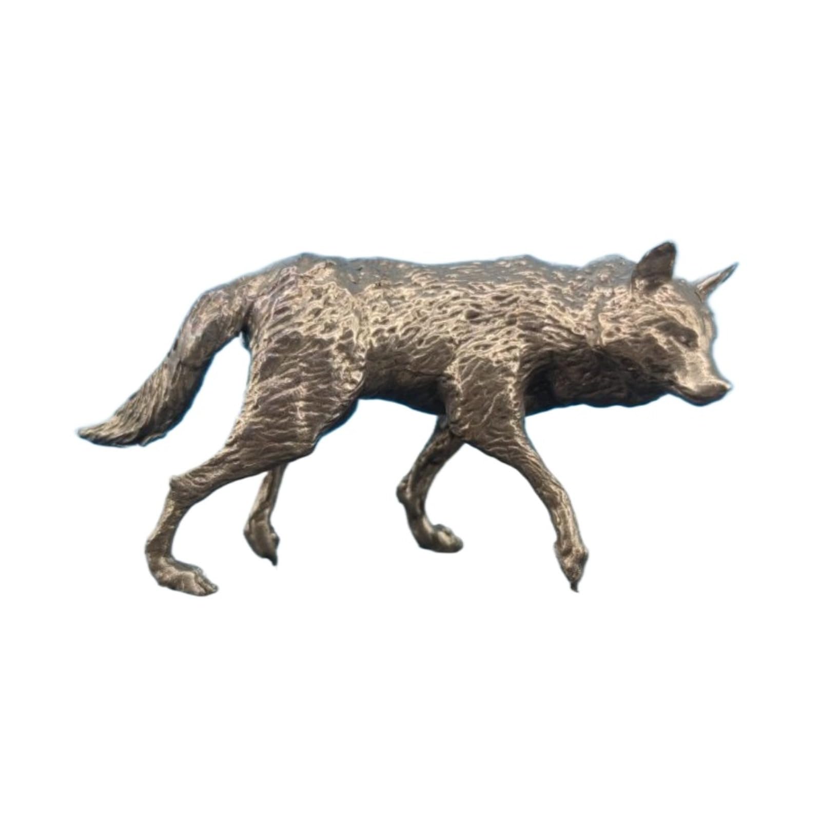 NGDFGR Brass North American Wolf Model Miniature Figurines,Metal Animal Wolf Statue Sculpture Bonsai Micro Landscape Sand Table Decor