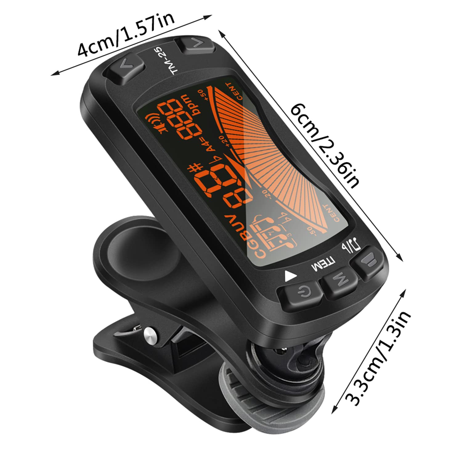 Metrónomo Digital, afinador de Guitarra con metrónomo con Pantalla LCD, afinador cromático de bajo Diseño Todo en 1 para Guitarras, bajo, violín y Modo de afinación cromática de Ukelele