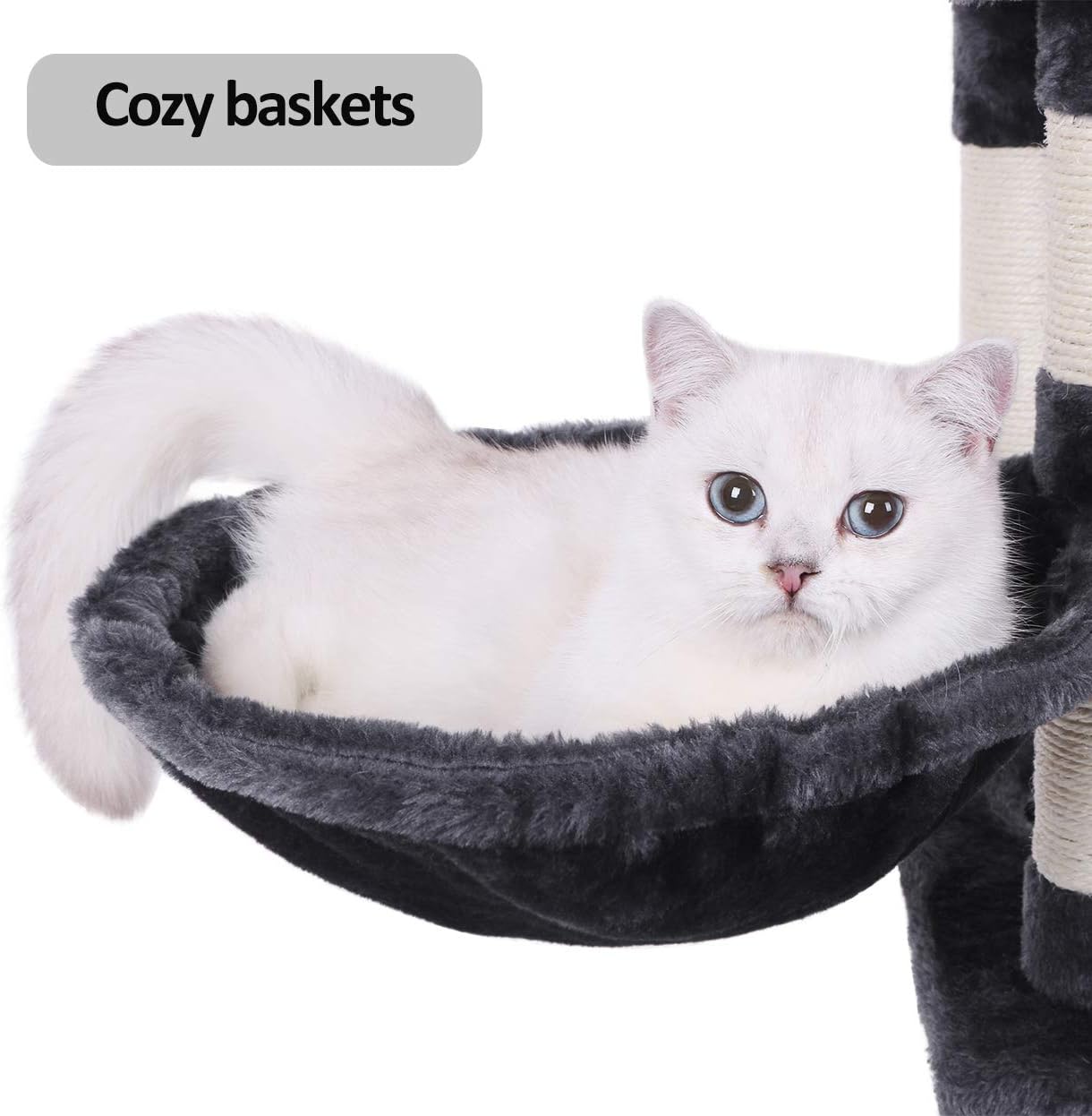 BEWISHOME Multi-Level Cat Tree Condo with Sisal Scratching Posts, Perches, Houses, Hammock and Baskets, Cat Tower Furniture Kitty Activity Center Kitten Play House Grey MMJ05B : Pet Supplies