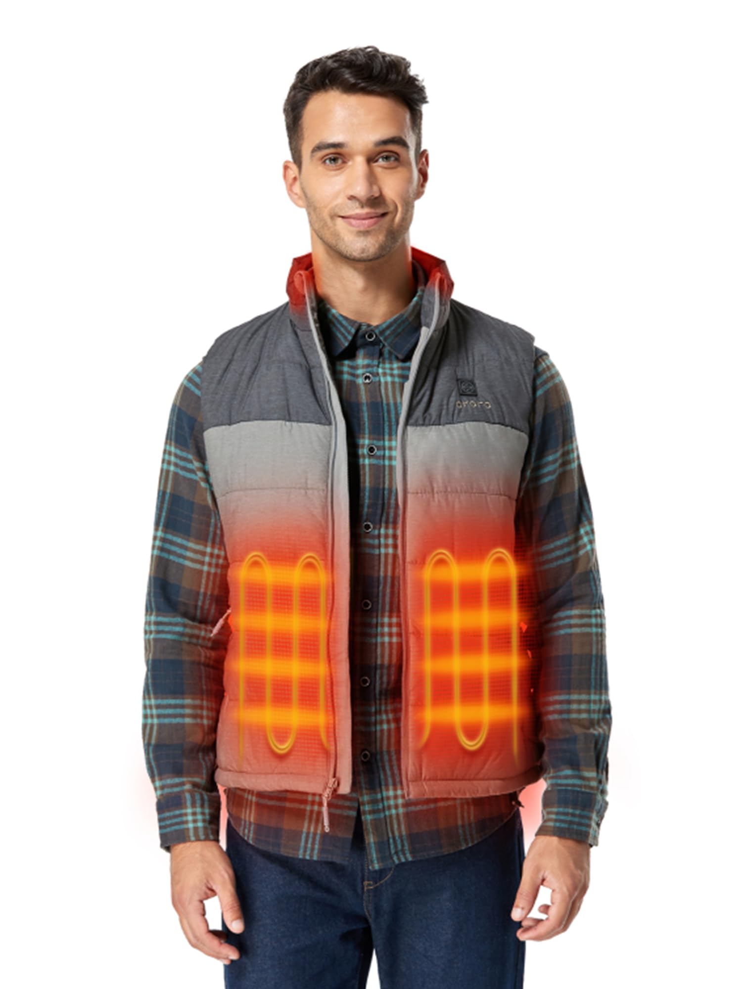 OROROMens Puffer Vest ORORO Men's Lightweight Heated Vest with Battery Pack (Black,XL) (pack of 1)