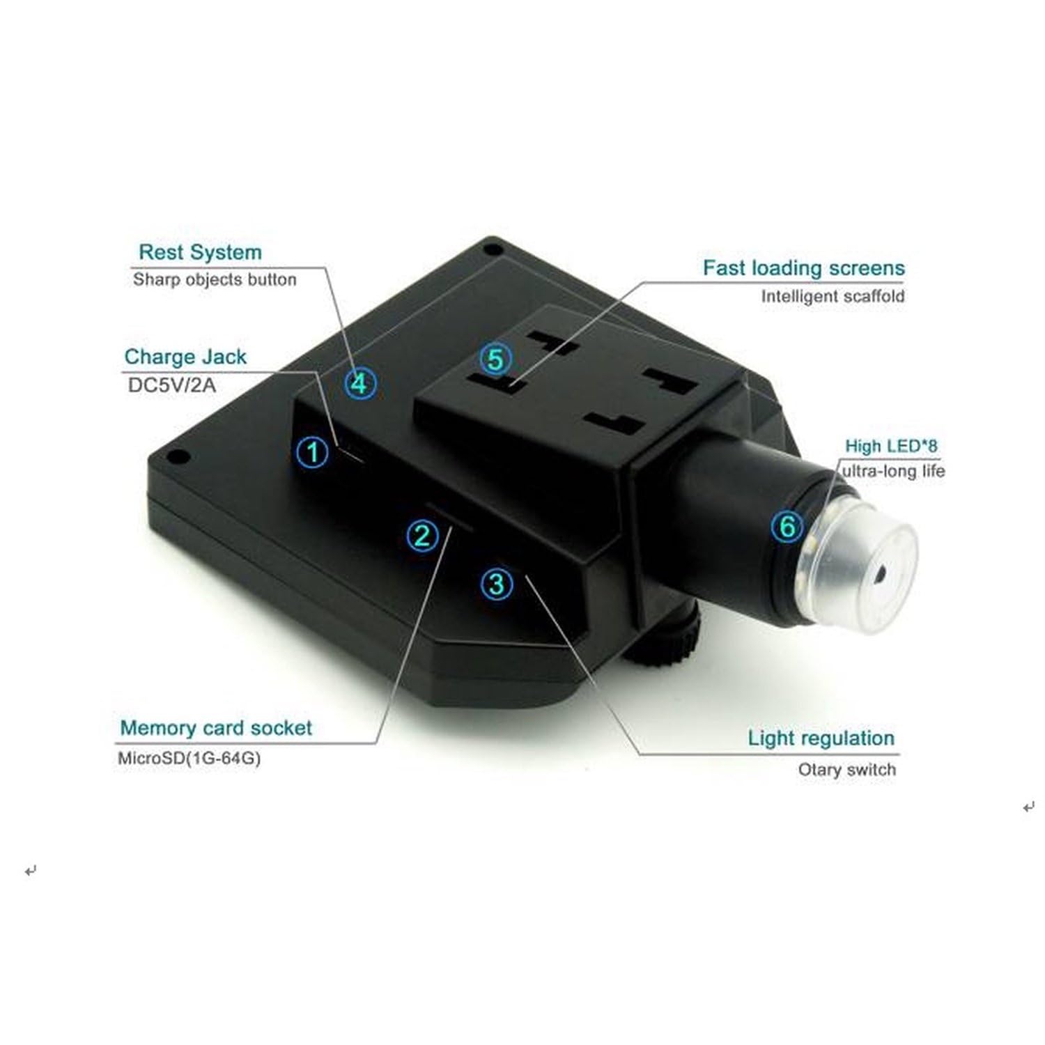 SATKIT Microscopio Digital LCD 4,3 Pulgadas Sensor 3,6MP HD Zoom 20x-600x con Soporte Metálico para Electrónica y Soldadura