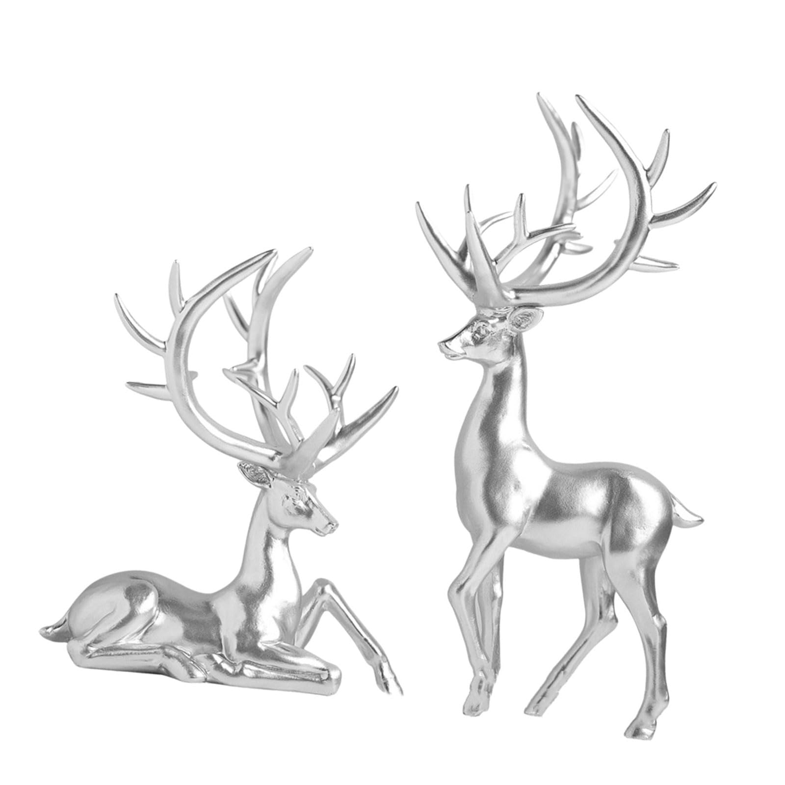 Msioytog Hand Carves Resin Deer Ornamentation Reindeer Sculpture Designs to Elevates Sophisticated Interior Styles Display Resin Deer Figurine