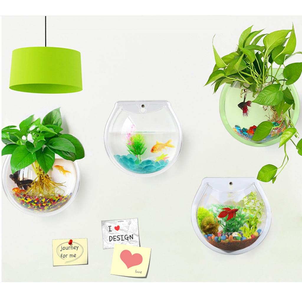 Indy Mall Wall Mount Fish Bowl Acrylic Aquarium Tank Hanger Home Decor