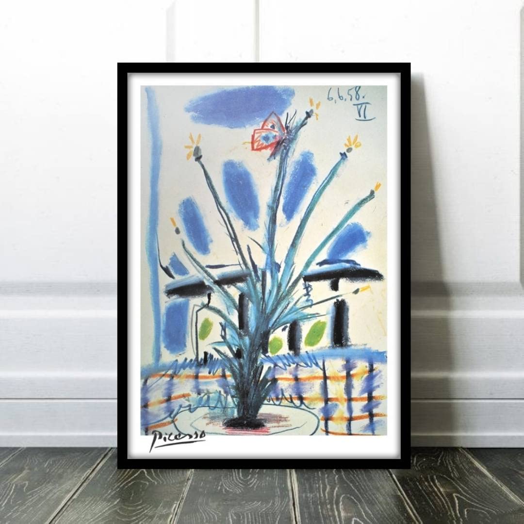 【額縁付き】A2 ポスター ピカソ 4 Amazon.co.jp: ピカソ 花と蝶 フレーム付き ポスターaoipro (黒