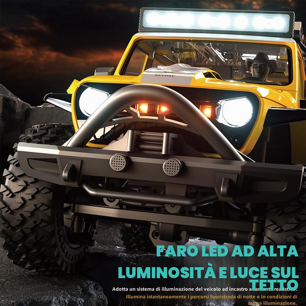 1/20 RC Crawler veicolo da arrampicata radiocomandato modello 4WD Off-Road All Terrain, motore senza spazzole, SG206MAX 3 batterie (giallo)