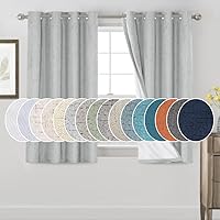 Vista 86 de PrinceDeco Cortinas de lino 100% opacas para dormitorio/sala de estar, reducen el ruido, cortinas de ventana con bloqueo de luz, cortinas