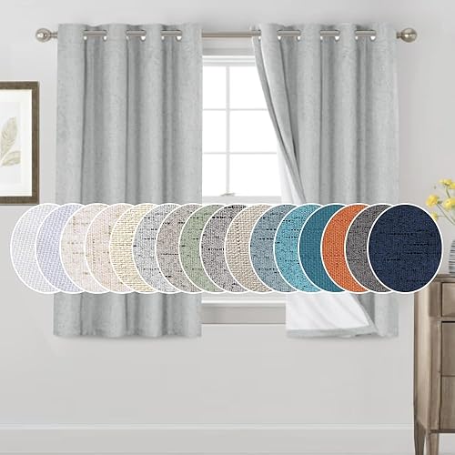 Miniatura 86 de PrinceDeco Cortinas 100% opacas, mezcla de lino natural, 84 pulgadas de largo, oscurecimiento de la habitación, cortinas opacas sólidas para sala de