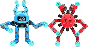 Transformable Fidget Spinner Toys for Kids and Adults,2 PCS Finger Sensory Toy for Teens with Autism ADHD Anxiety Relief,Birthdays Gifts Party Favors for Boys Girl Travel Stocking Stuffers