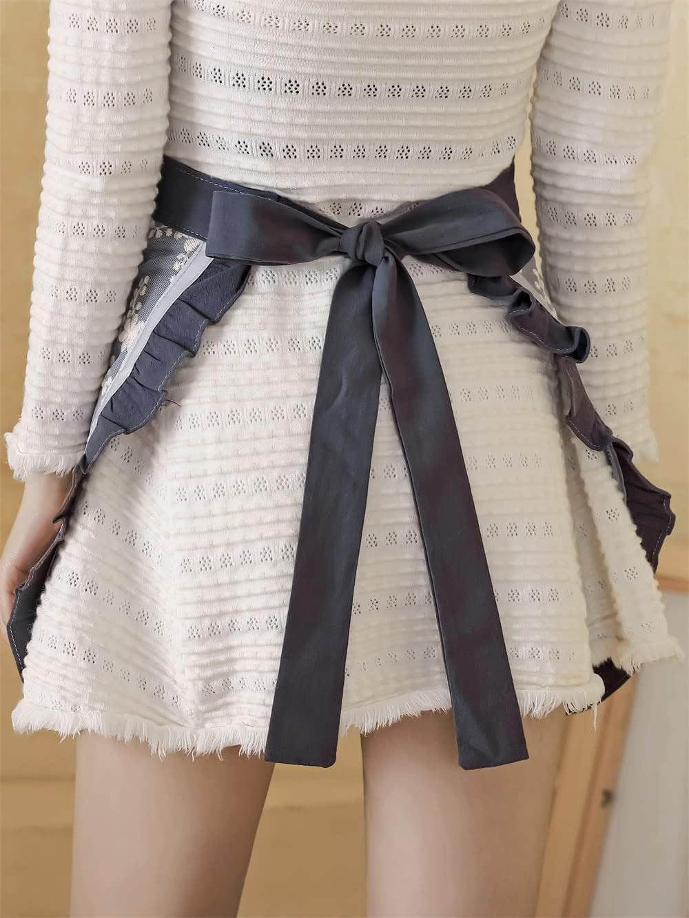 Waist Apron for women - Lovely Half Apron Cotton Lace Embroidered Server Waitress Apron Short Apron for Womens Girls - Image 4