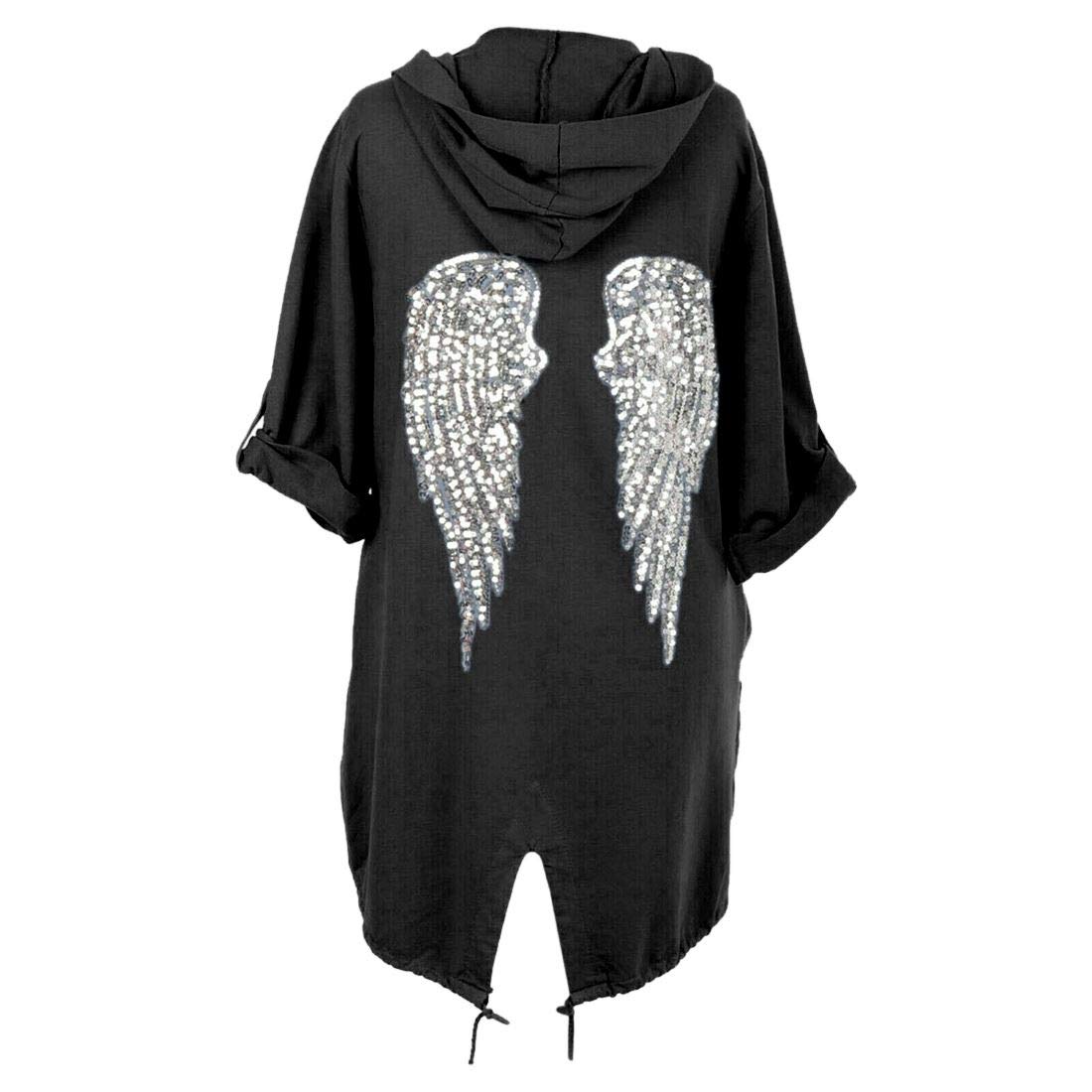 Nowa damska cekinowa bluza z kapturem ze skrzydłami anioła workowata oversize bluza z kapturem kardigan kurtka