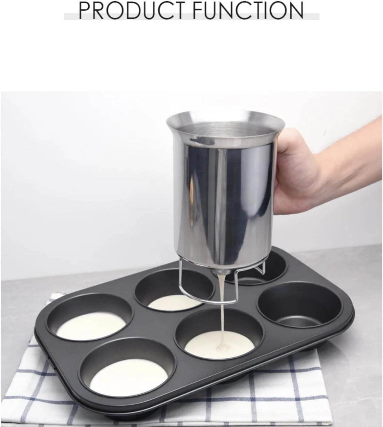 Batter Dispenser Baking Tool, 900ml Pancake Batter Dispenser for Baking Cake Cupcakes Crepes Waffles Accessory