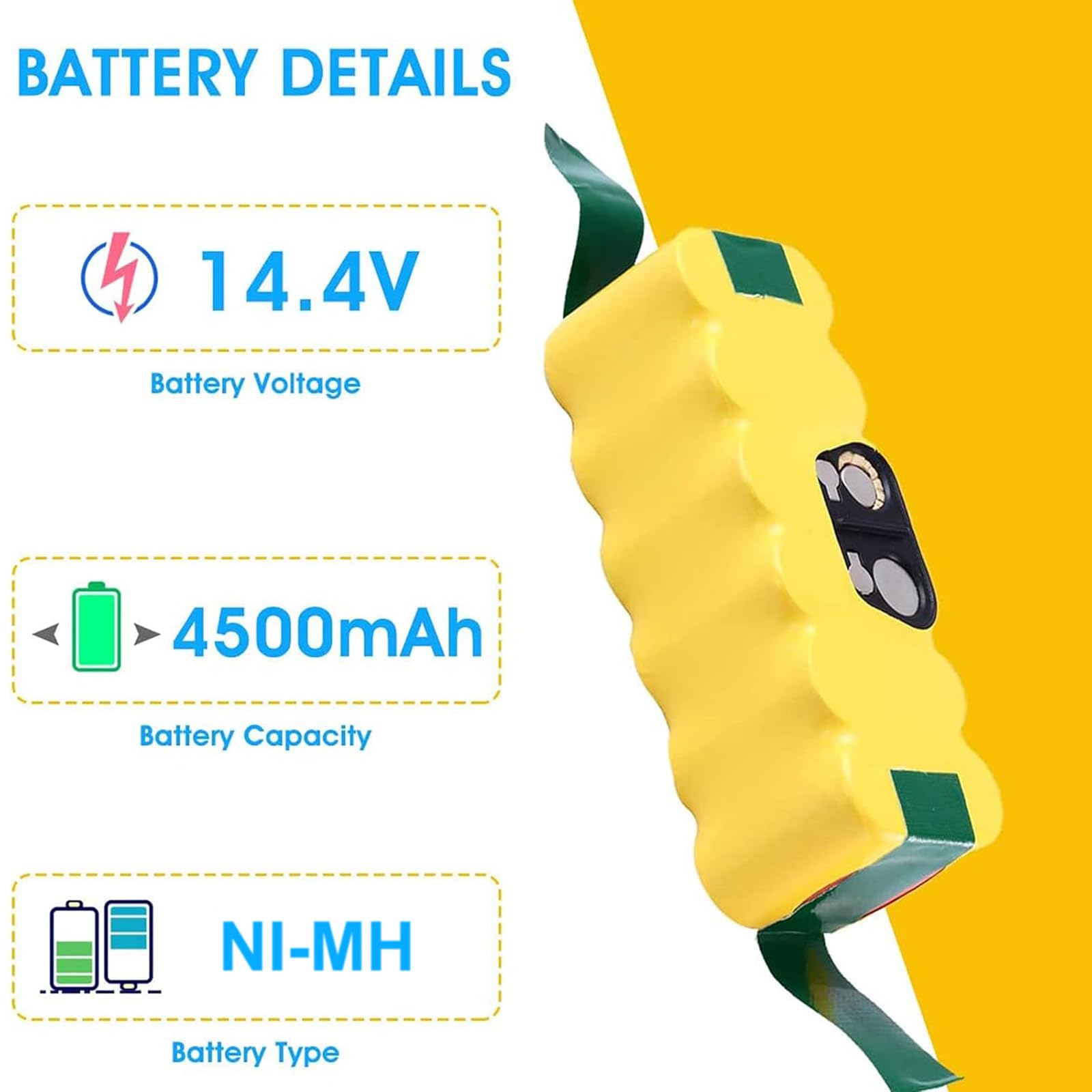DOSCTT 4500mAh 14.4V Ni-Mh Aspirapolvere Batteria per iRobot Roomba 500 600 700 800 Series 500 510 520 530 532 534 535 540 550 552 555 560 562 570 580 581 600