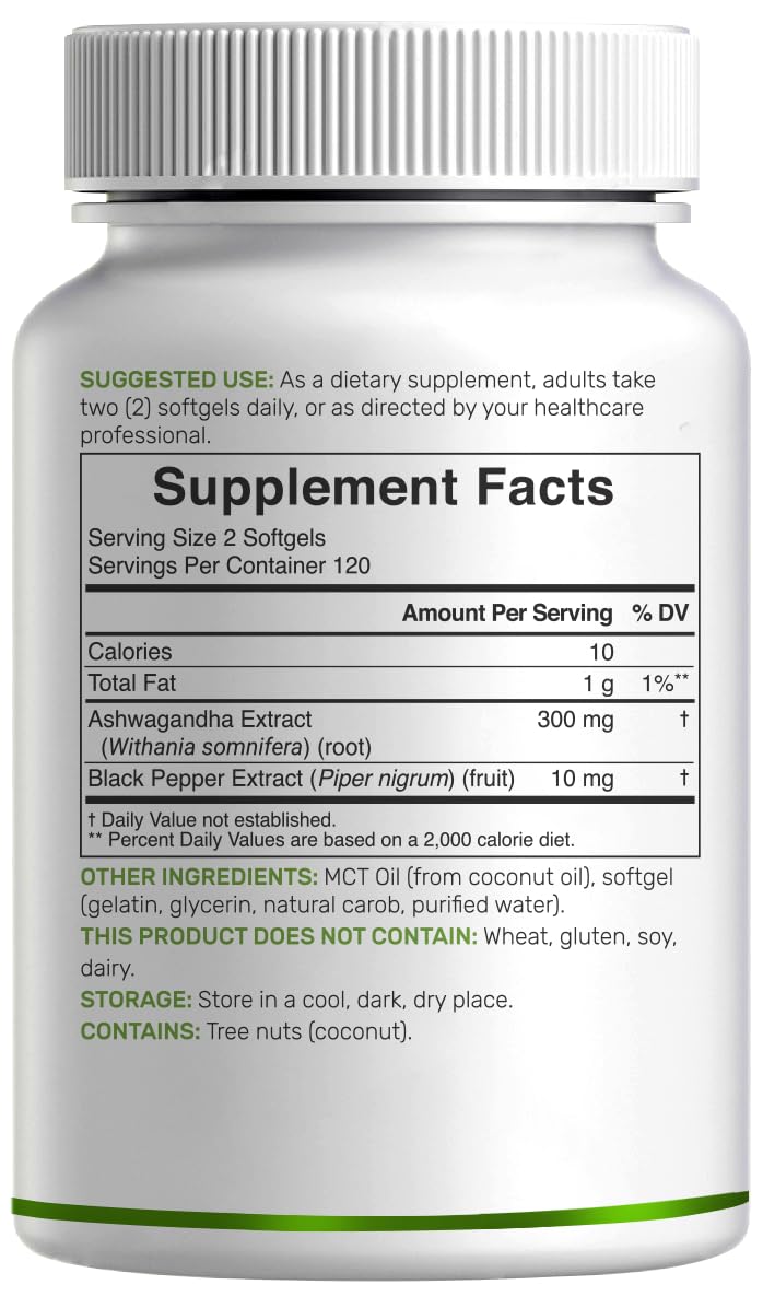DEAL SUPPLEMENT Ashwagandha Extract with Black Pepper Extract, 240 Softgels – Ayurvedic Root Extract with Added MCT Oil – Active Withanolides – Non-GMO, Lab Tested — Amazon image 6