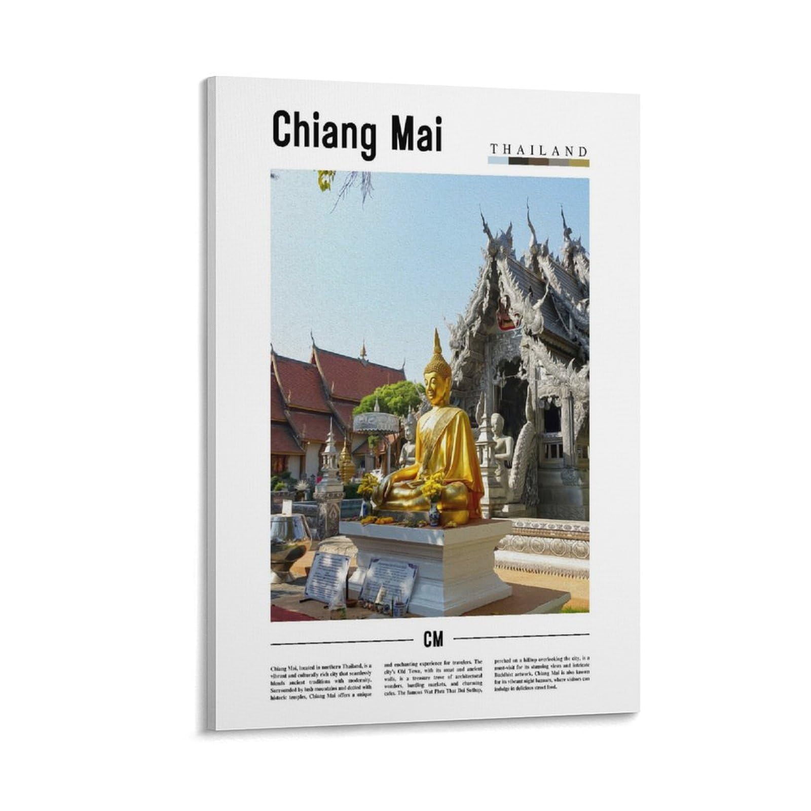 BRogeh Chiang Mai Beautiful Scenery Poster for Room Aesthetics Canvas Wall Art Poster And Print Art Wall Decoration Poster Family Bar Restaurant Garage Cafe Art Sign Gift Framed 20x30inch