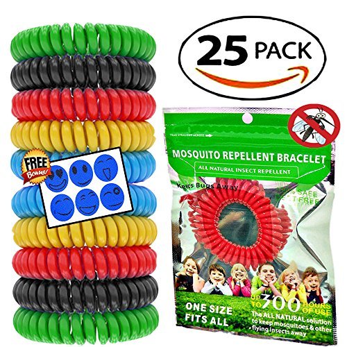 B ACTIVE 25 Pack Premium Mosquito Repellent Bracelets Natural