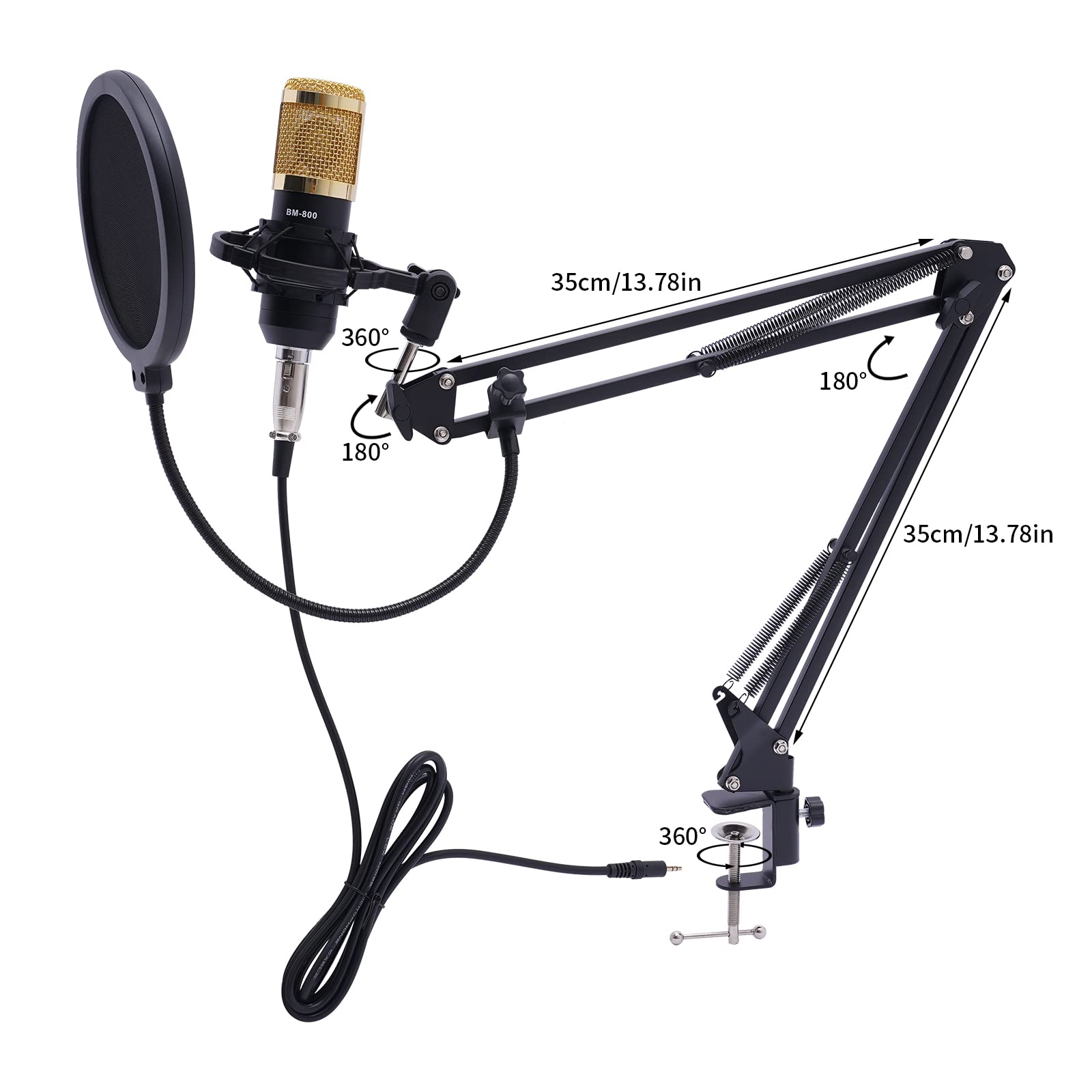 Audio Mixer Microfono a condensatore, Kit microfono da gioco, con scheda audio VBS e supporto per braccio del colletto, microfono USB, per streaming live, canto, gamer