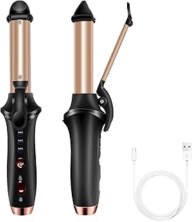 Ferro de ondulação sem fio, mini ferro de ondulação, ferro de ondulação de viagem Varinha de ondulação de cerâmica recarregável USB, mini chapinha com configuração de 3 temperaturas