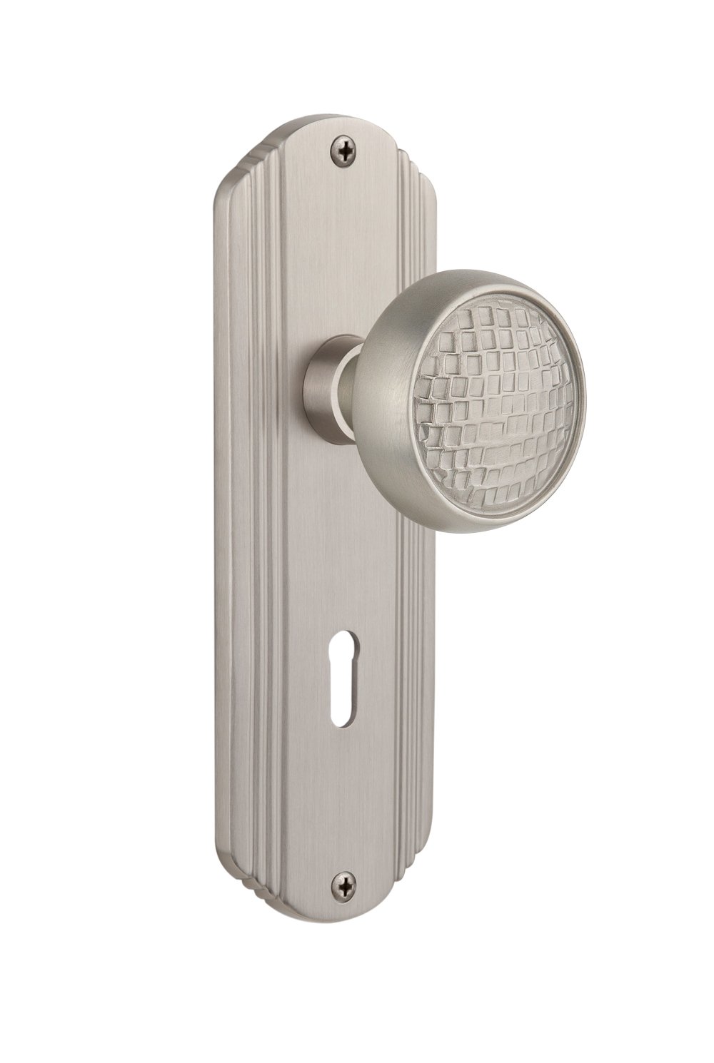 Bouton de porte Craftsman haut de gamme et plaque Deco en nickel satiné pour décoration chic