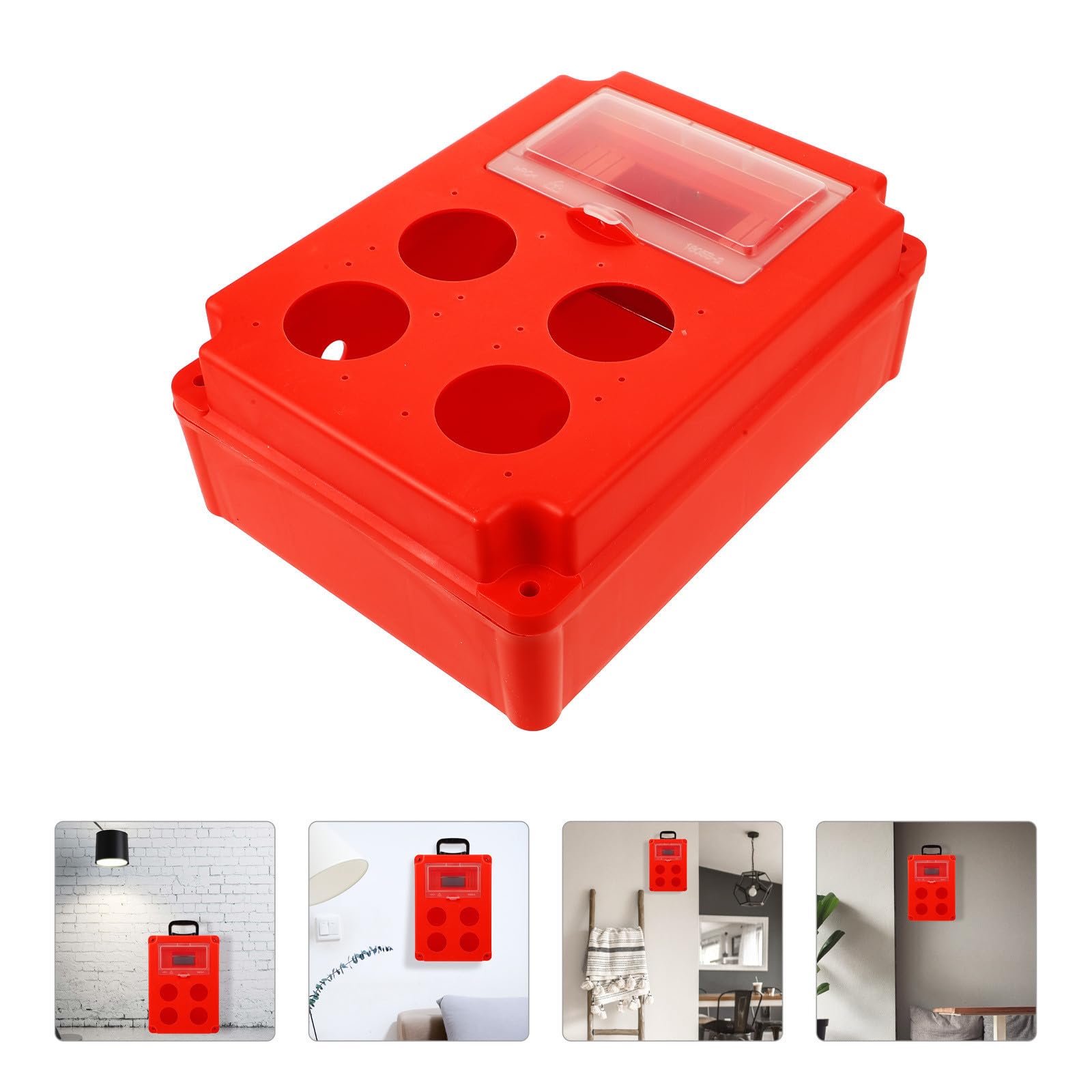 Caja de Protección de Distribución de Plástico Rojo | Caja de Interruptores, Uso en Casas, Acabado Moderno, Resistente y Fácil de Limpiar