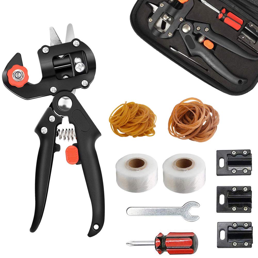 Kit di Utensili per innesto, potatore, Forbici da potatura, Utensili da Taglio Professionali per innesto da Giardino con Nastro per innesto, Elastici, Perfetti