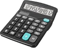 12 Digits Desktop Calculator with Large LCD Display, Basic Calculator Dual Solar Power and Battery, Standard Function for Office, Home, School (Black)