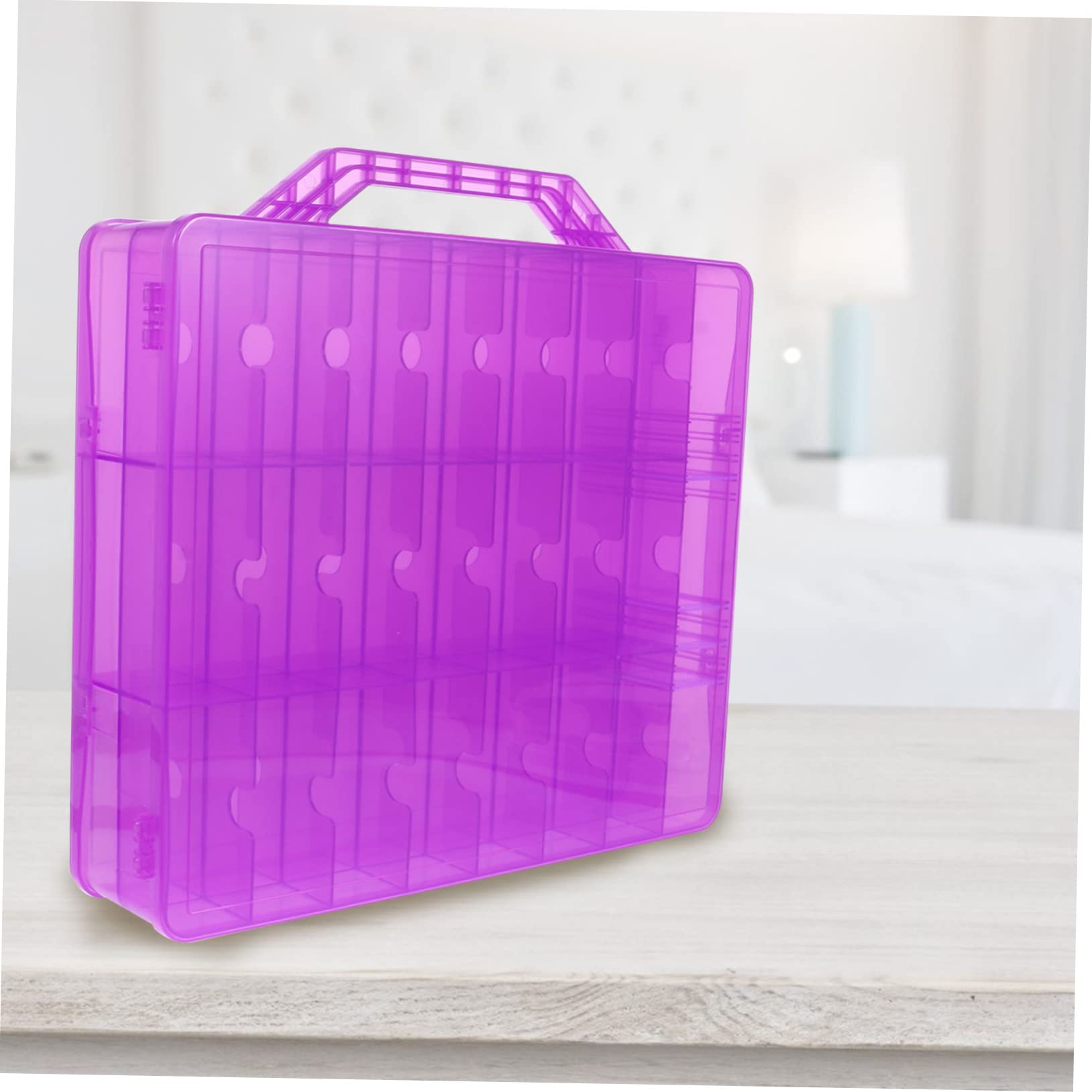 Scatola Porta Smalto da 48 Scomparti in Plastica Porpora | Manico Comodo, Chiusura Pratica, Scomparto Rimovibile, Partizione Scientifica