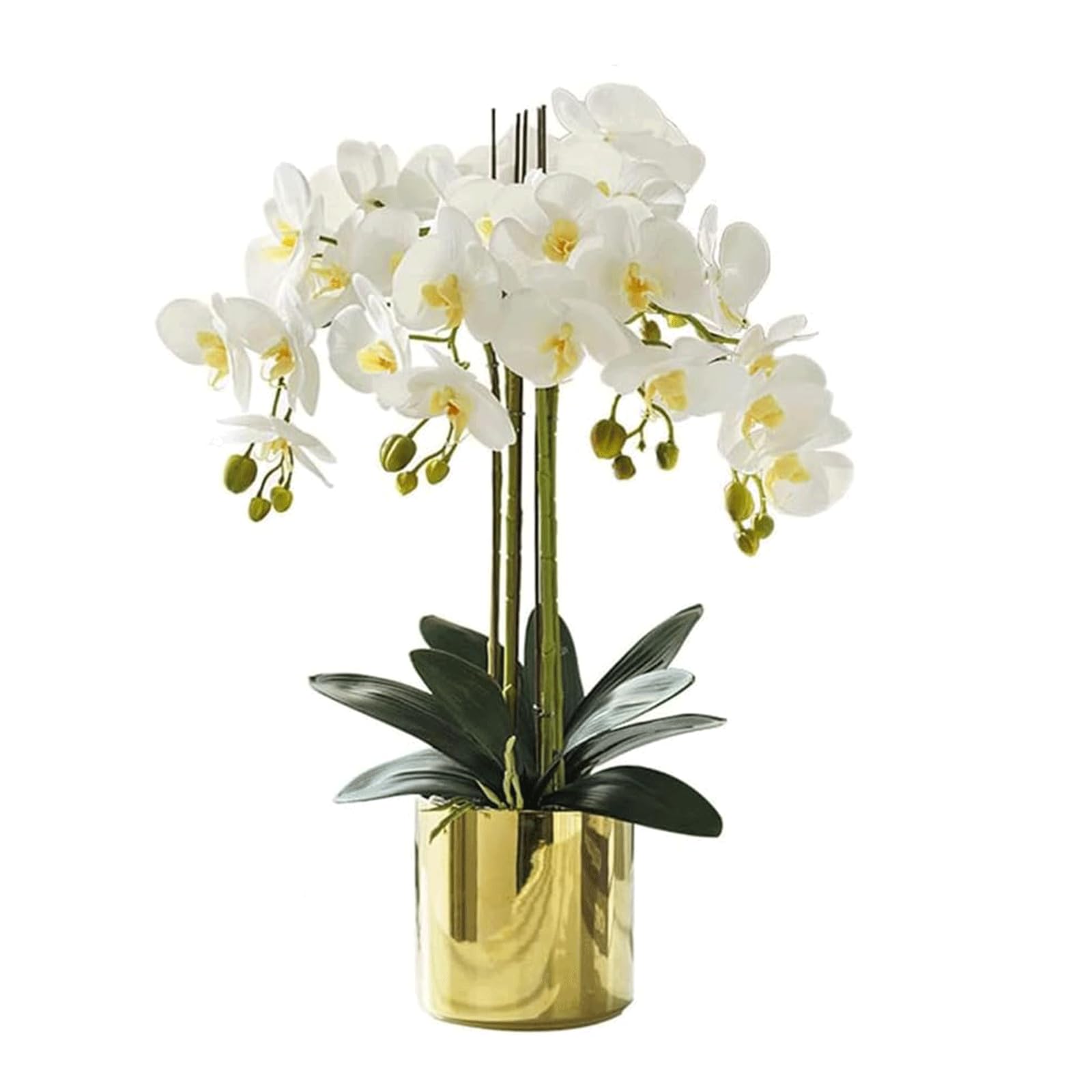DFGHNBVC Artificial Phalaenopsis Flowers With Goud Vase Artificial Flower Silk Artificial Orchid Decor Potted Faux 21.65In Fake Floral