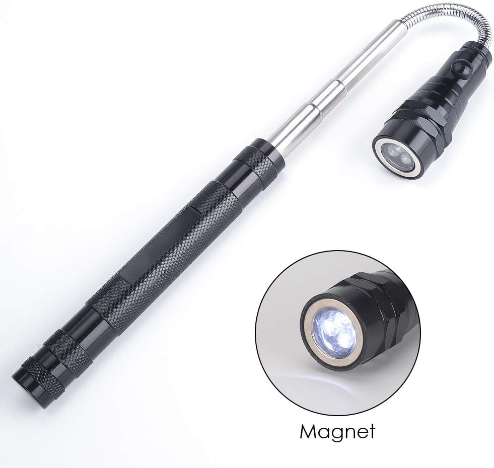 KIMILAR Telescoping Magnetic Pickup Tool, Telescoping Flexible Extensible 3 LED Flashlight, 5 Pound Magnet Telescopic Extending Torch Pick Up Tool (Max Length 22 Inch), 4 x LR44 Batteries Included