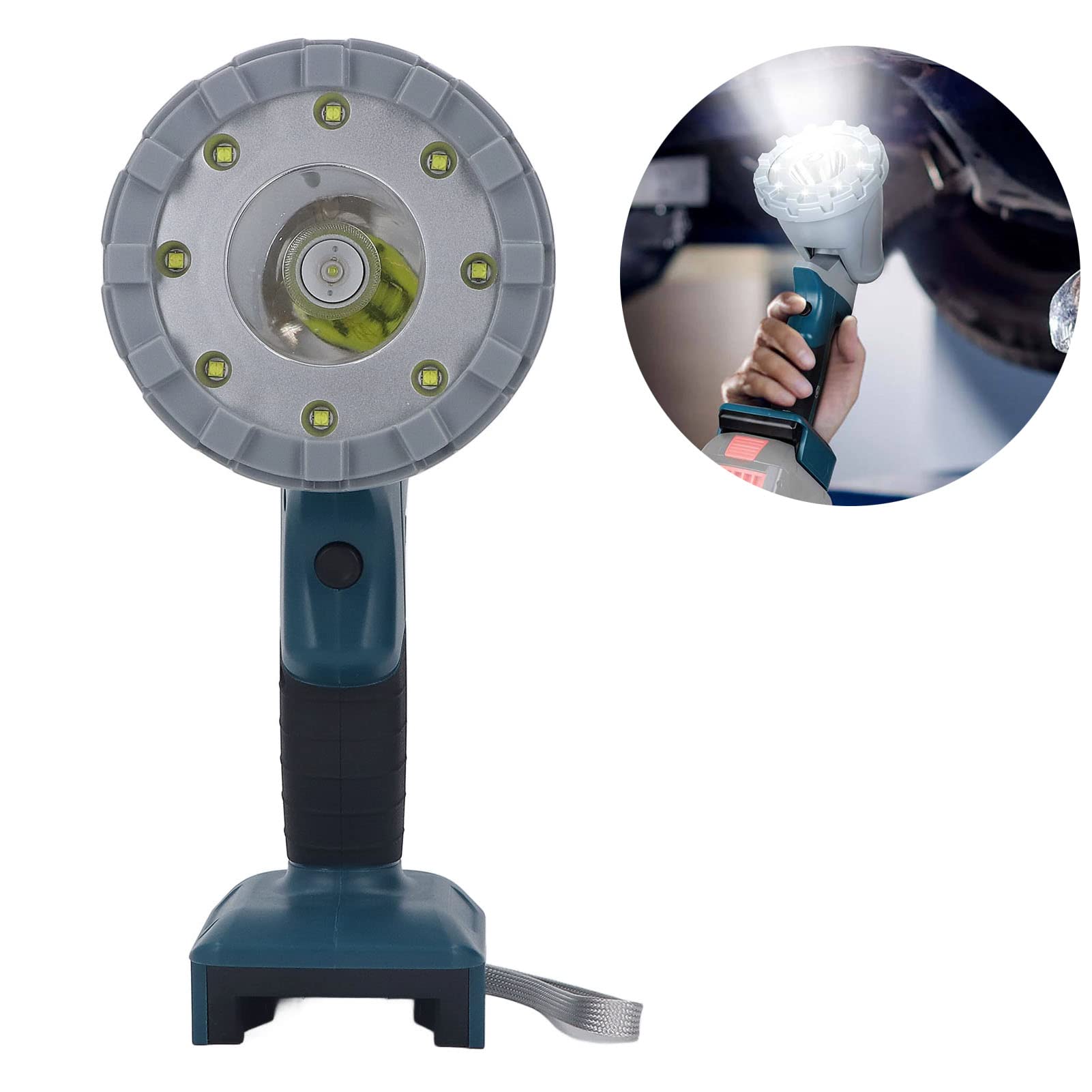 Kikumi Kabellose LED-Arbeitsleuchte, 3 Lichtmodi, 600 Lm, 1200 Lm, 1400 Lm, 5000 K, IP65, Tragbare Arbeitsleuchte, Kompatibel mit 14,4–21 V Lithium-Batterie