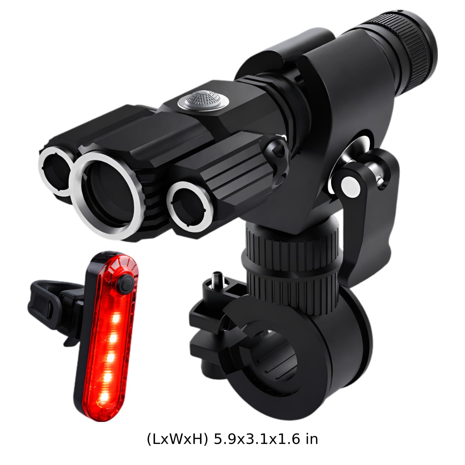 Juego de luces para bicicleta recargables, 3 luces LED superbrillantes con luz trasera, 500 lúmenes, aleación de aluminio, luces de bicicleta para conducción nocturna, 12 horas de funcionamiento, 2