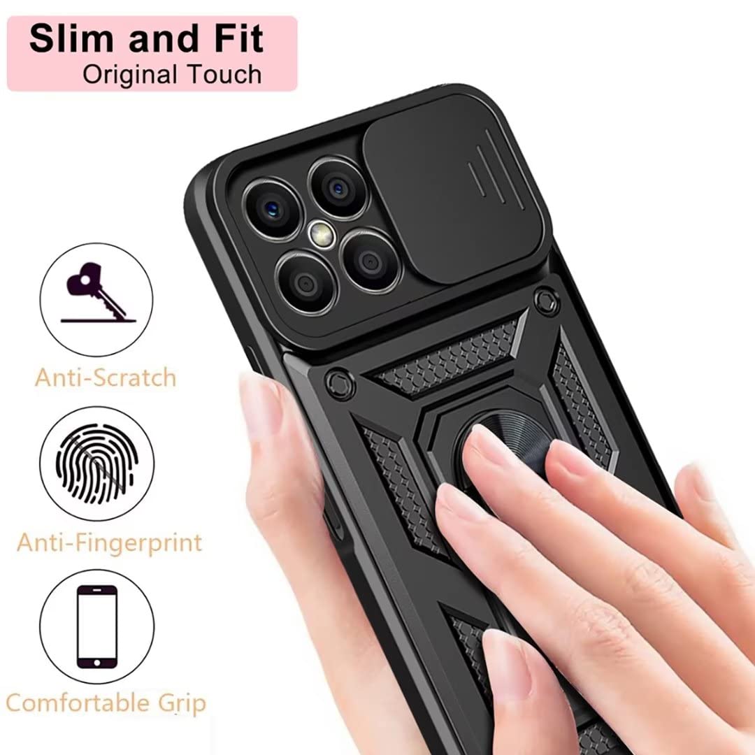 Cover Armor Per Honor X6 / X8 5G – Custodia TPU+PC Antiurto Con Anello Supporto Scorrevole – Blu - 4
